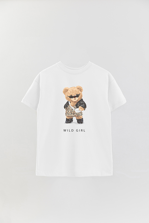 REMERA OVER ESTAMPADA UNISEX TEDDY WILD GIRL
