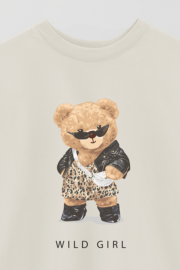 REMERA OVER ESTAMPADA UNISEX TEDDY WILD GIRL