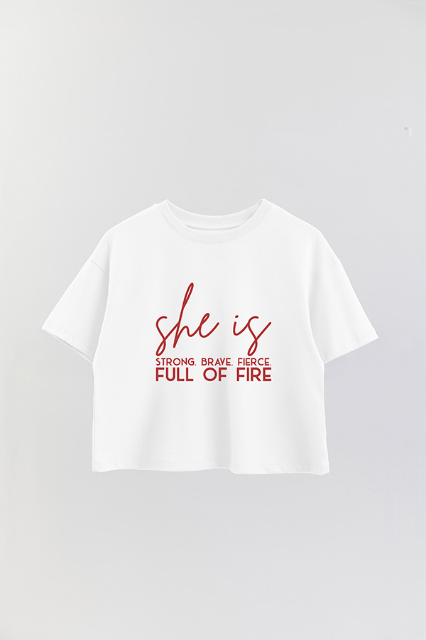 REMERA CROP ESTAMPADA RD FULL OF FIRE