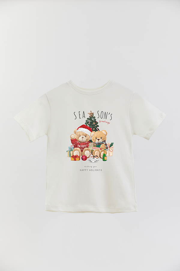 REMERA BASICA ESTAMPADA TEDDY CHRISTMAS SEASON'S GREETING