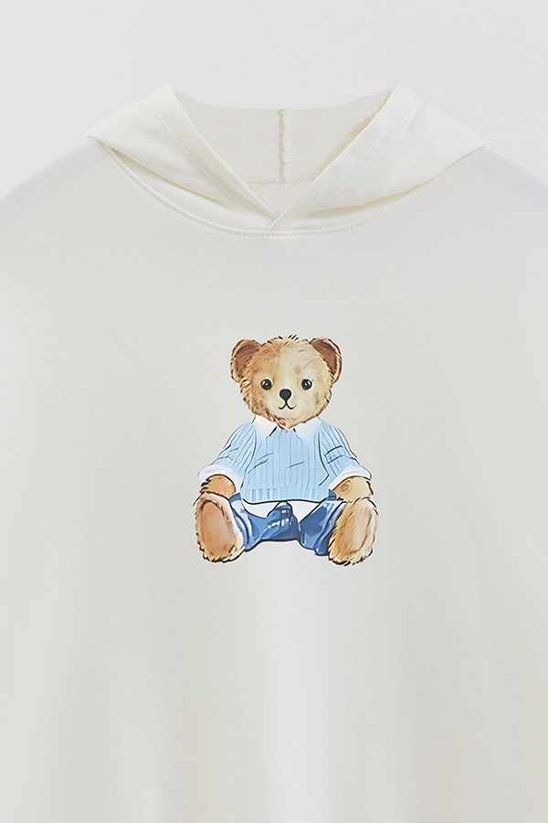 HOODIE RUSTICO KID BEAR SITTING BLUE