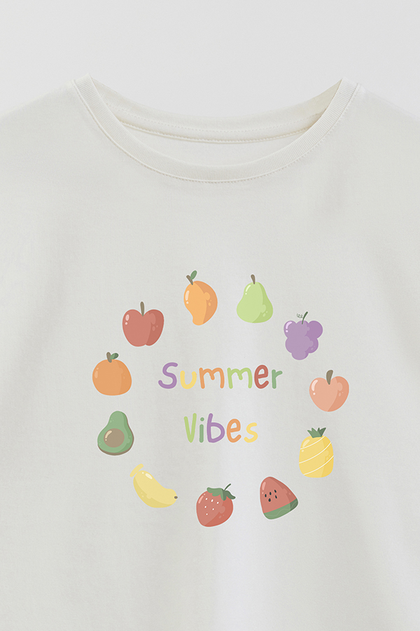 REMERA GIRL OVER FRUIT SUMMER VIBES