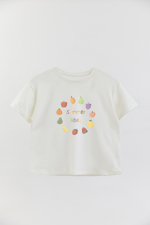 REMERA GIRL OVER FRUIT SUMMER VIBES