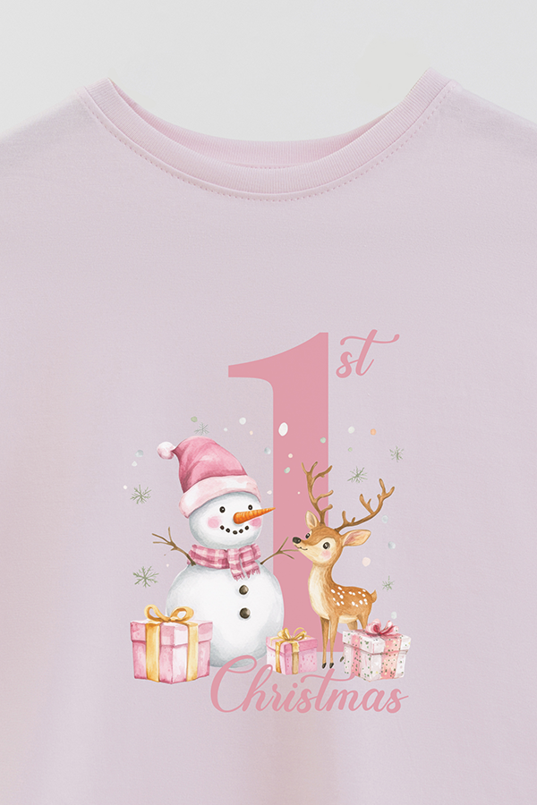 REMERA BASICA ESTAMPADA FIRST CHRISTMAS SNOWMAN