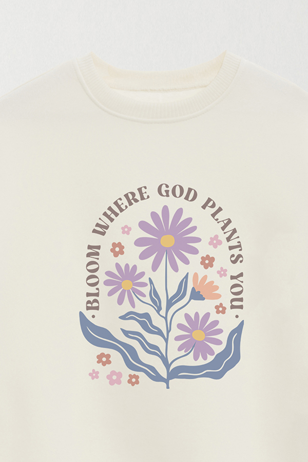 CREWNECK FRISA CHRISTIAN BOHO FLOWERS GOD PLANTS