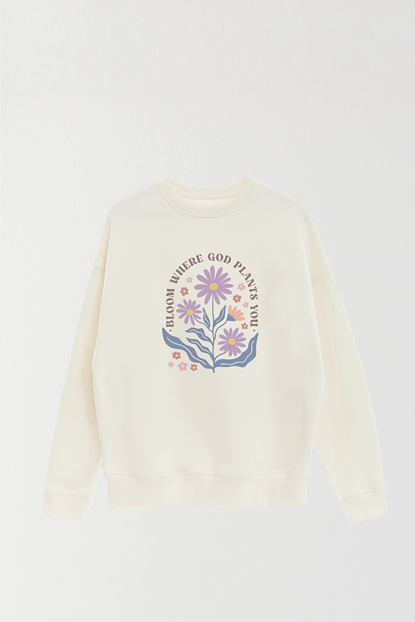 CREWNECK FRISA CHRISTIAN BOHO FLOWERS GOD PLANTS
