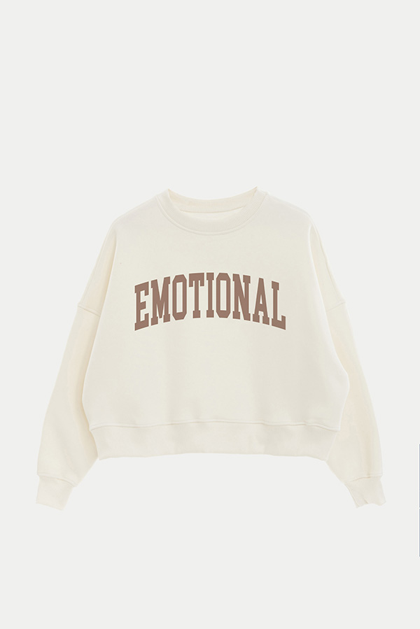 BUZO CROP ESTAMPADO VARSITY EMOTIONAL