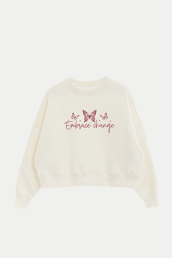 BUZO CROP FRISA ESTAMPADO MINIMAL LOVE EMBRACE