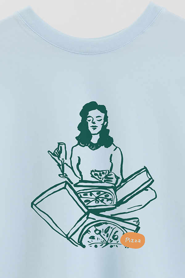 REMERA CROP ESTAMPADA ITALY PIZZA WINE GIRL