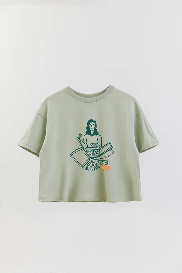 REMERA CROP ESTAMPADA ITALY PIZZA WINE GIRL
