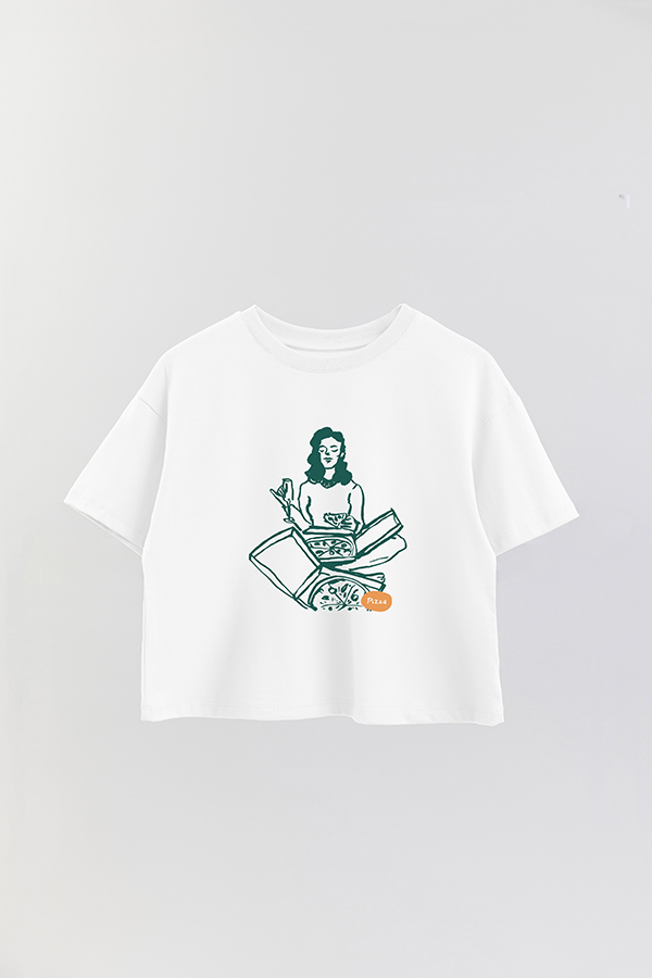 REMERA CROP ESTAMPADA ITALY PIZZA WINE GIRL