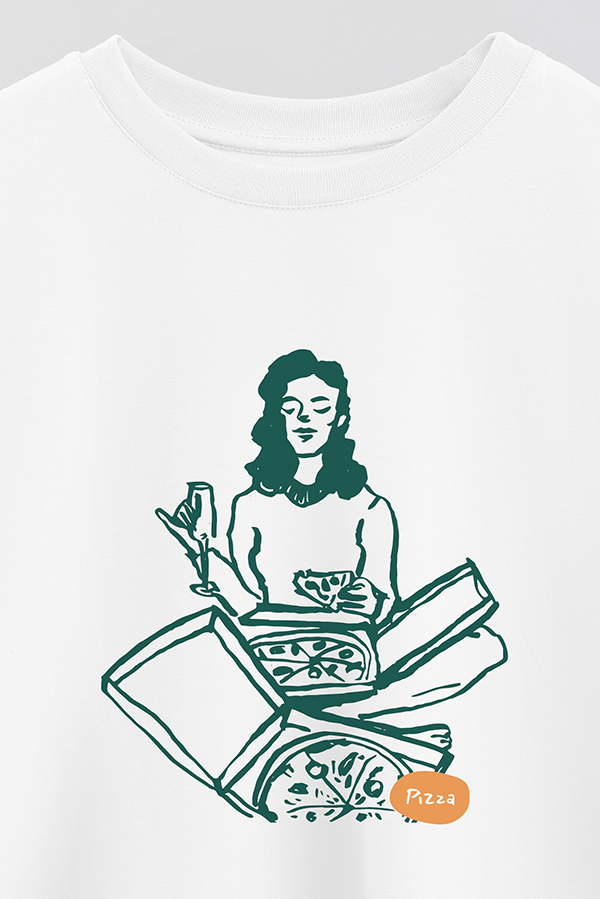 REMERA CROP ESTAMPADA ITALY PIZZA WINE GIRL