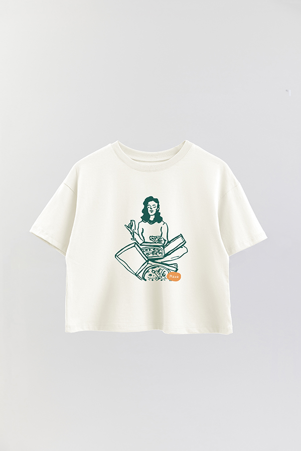 REMERA CROP ESTAMPADA ITALY PIZZA WINE GIRL