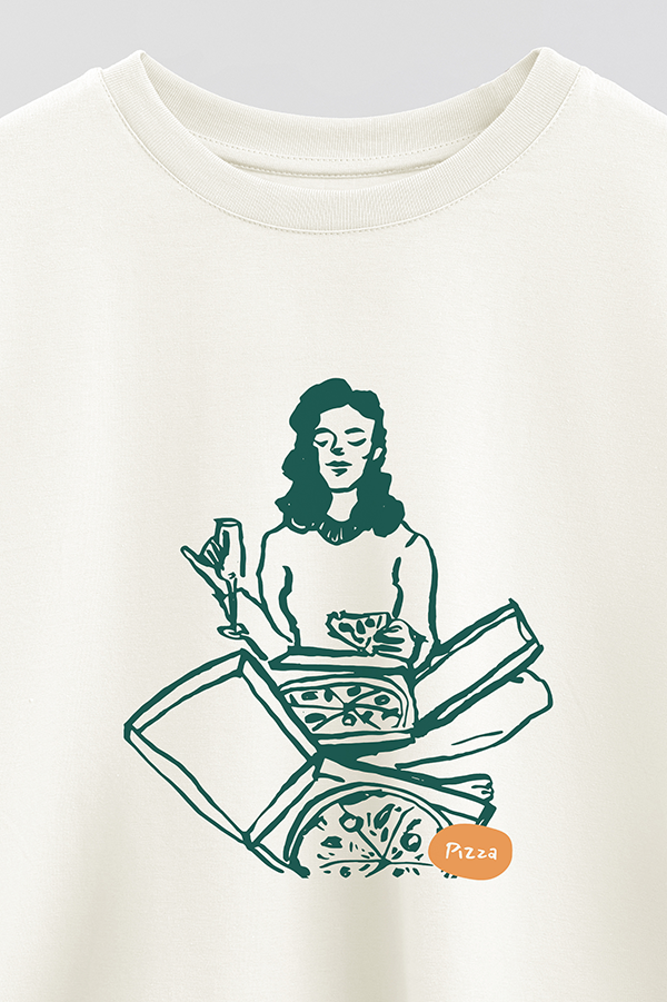 REMERA CROP ESTAMPADA ITALY PIZZA WINE GIRL