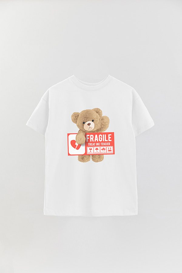REMERA OVER ESTAMPADA UNISEX TEDDY FRAGILE