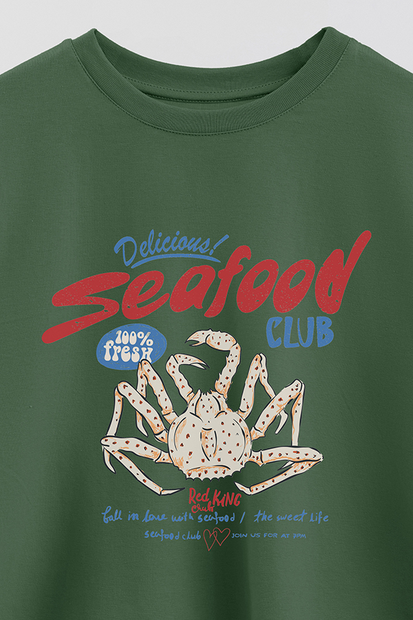 REMERA CROP ESTAMPADA SF DELICIOUS SEAFOOD