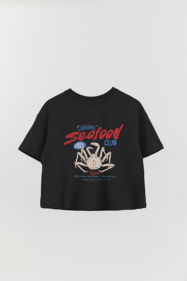 REMERA CROP ESTAMPADA SF DELICIOUS SEAFOOD