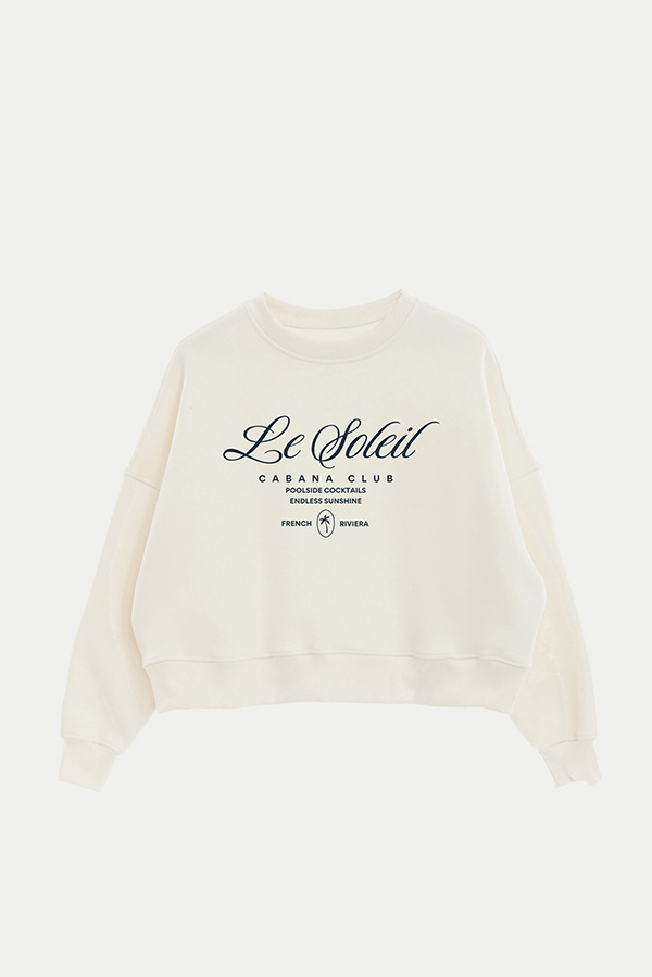 BUZO CROP ESTAMPADO VARSITY LE SOLEIL
