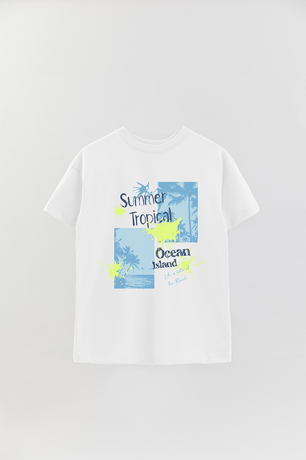 REMERA OVER ESTAMPADA SUMMER TROPICAL
