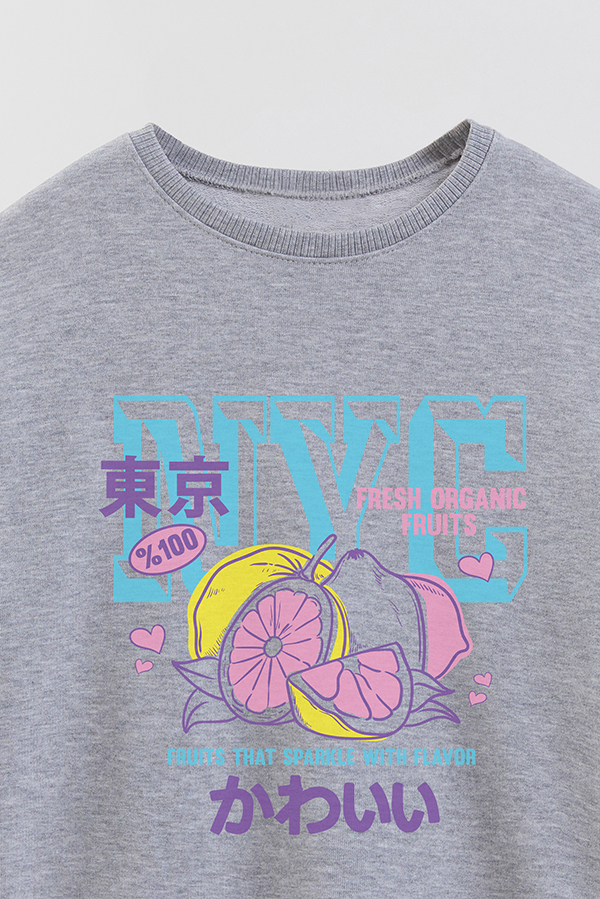 BUZO CREWNECK RUSTICO VARSITY GIRL NYC LEMON