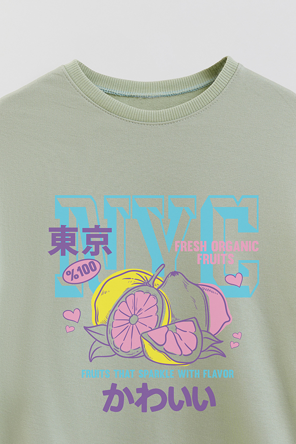 BUZO CREWNECK RUSTICO VARSITY GIRL NYC LEMON