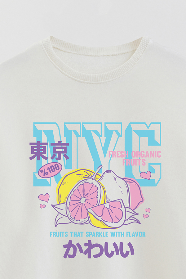 BUZO CREWNECK RUSTICO VARSITY GIRL NYC LEMON