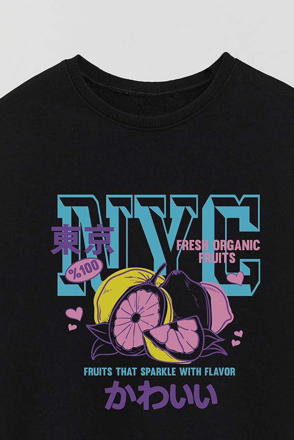 BUZO CREWNECK RUSTICO VARSITY GIRL NYC LEMON