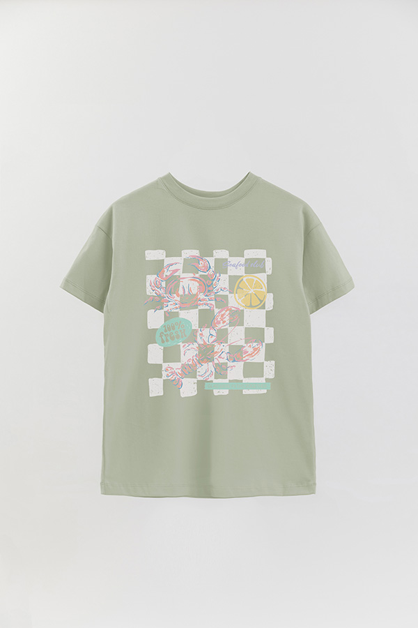 REMERA OVER ESTAMPADA SEAFOOD CLUB