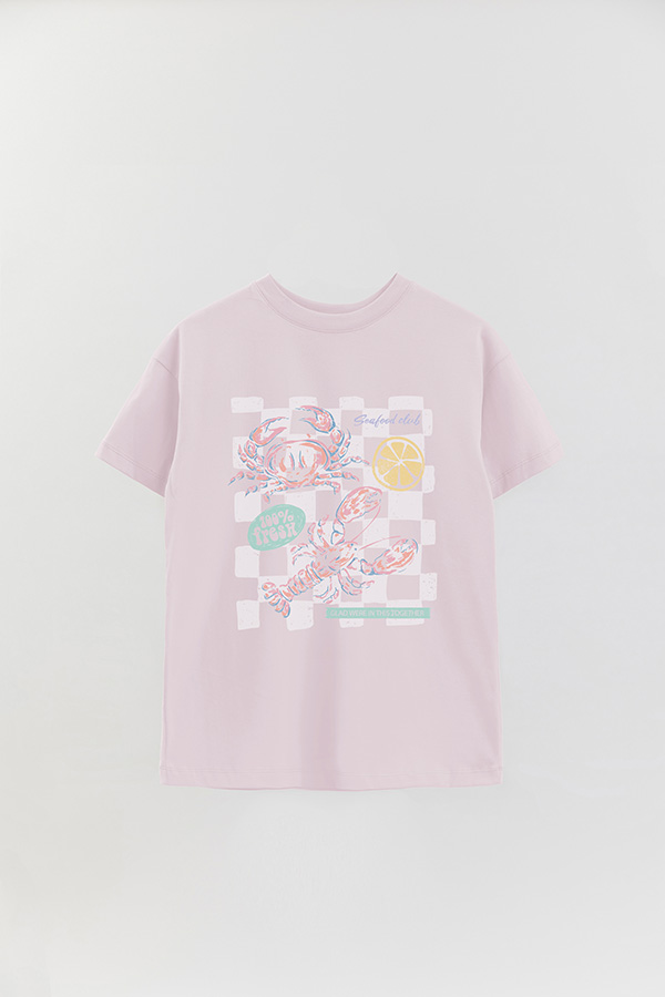 REMERA OVER ESTAMPADA SEAFOOD CLUB