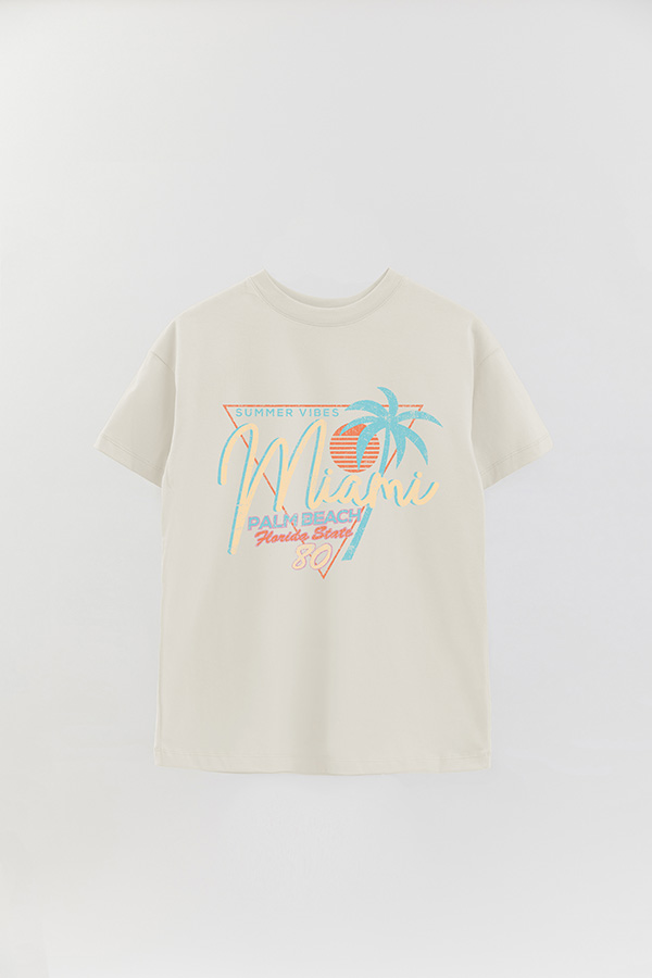 REMERA OVER ESTAMPADA MIAMI SUMMER VIBES