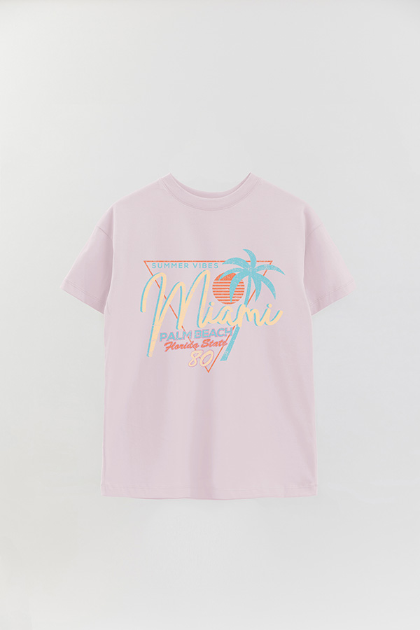 REMERA OVER ESTAMPADA MIAMI SUMMER VIBES