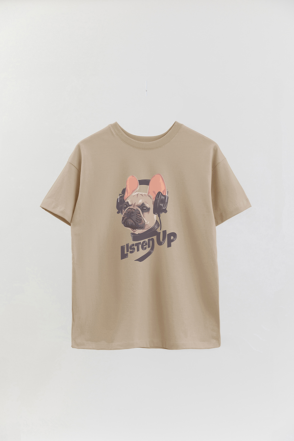 REMERA OVER ESTAMPADA DOG LISTEN UP