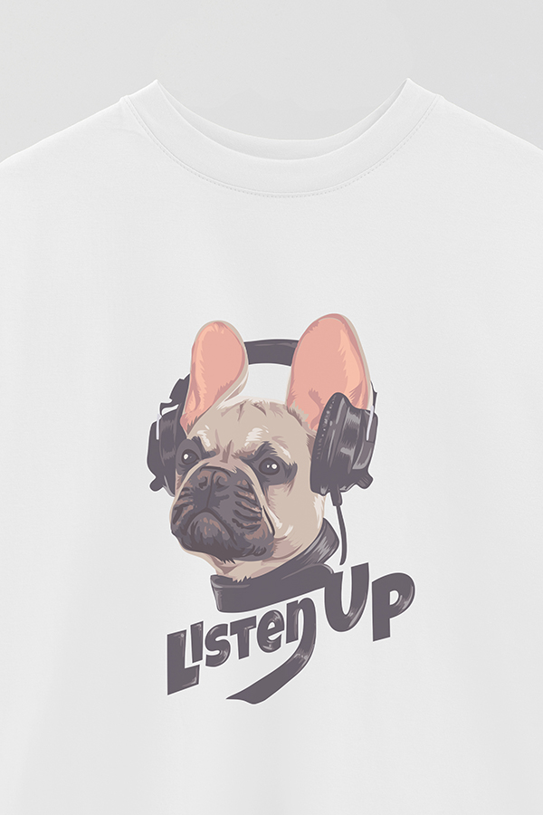 REMERA OVER ESTAMPADA DOG LISTEN UP