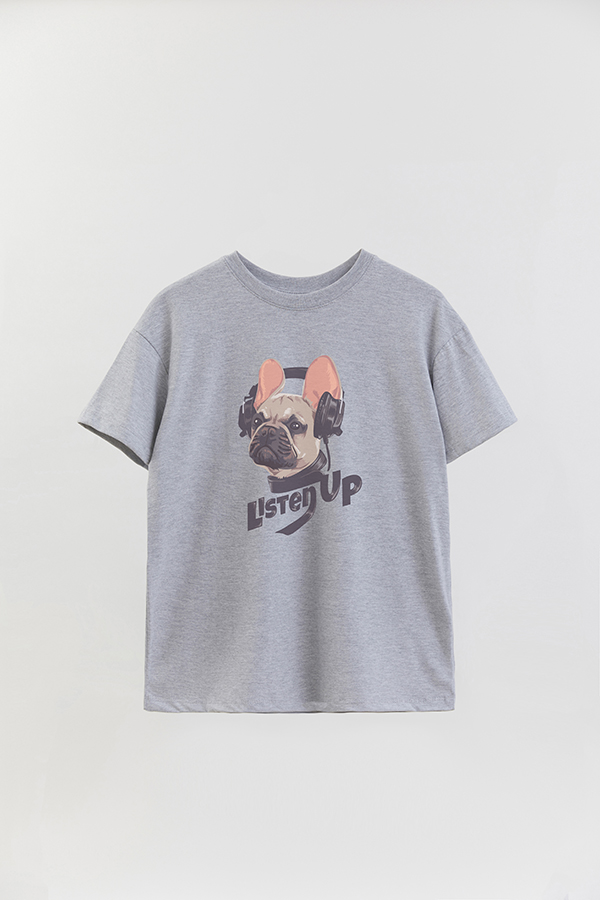 REMERA OVER ESTAMPADA DOG LISTEN UP