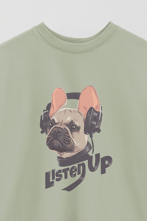 REMERA OVER ESTAMPADA DOG LISTEN UP