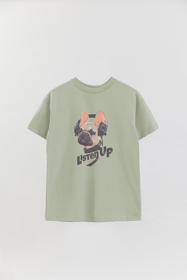 REMERA OVER ESTAMPADA DOG LISTEN UP