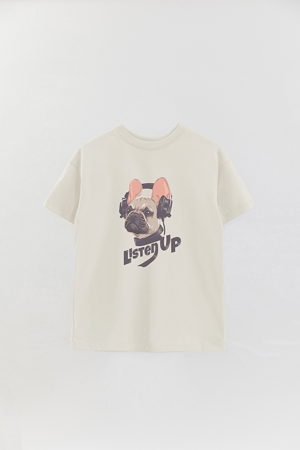 REMERA OVER ESTAMPADA DOG LISTEN UP