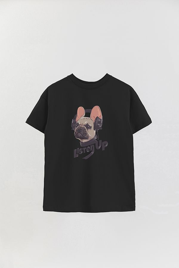 REMERA OVER ESTAMPADA DOG LISTEN UP