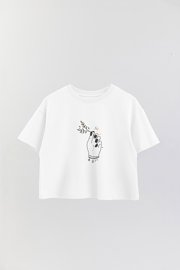 REMERA CROP ESTAMPADA HAND 5