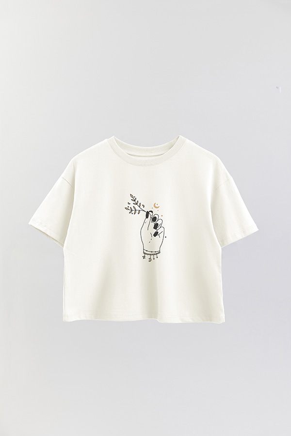 REMERA CROP ESTAMPADA HAND 5