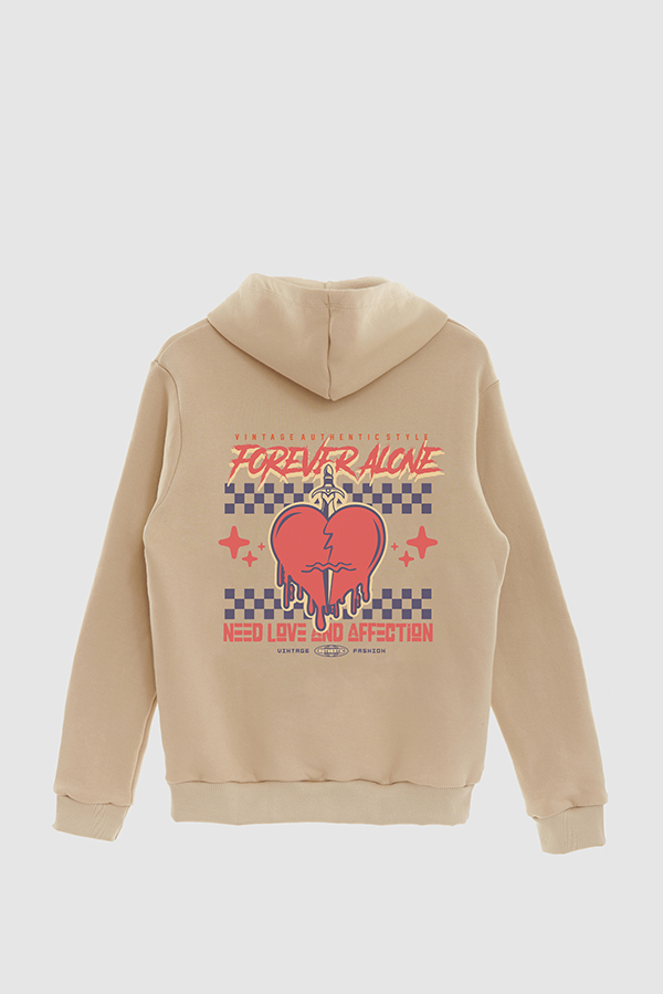 HOODIE ESTAMPADO CARTOON ILLUSTRATION FOREVER ALONE