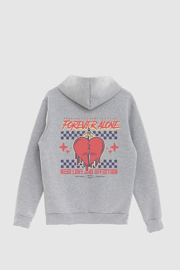 HOODIE ESTAMPADO CARTOON ILLUSTRATION FOREVER ALONE