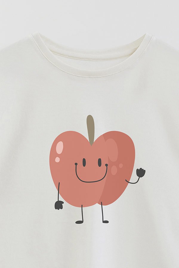 REMERA GIRL OVER FRUIT APPLE FACE