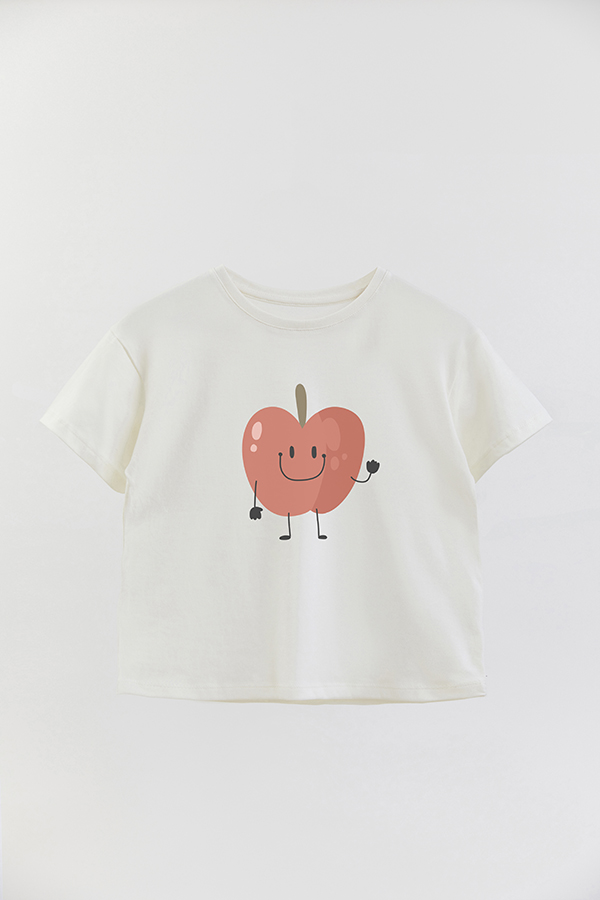 REMERA GIRL OVER FRUIT APPLE FACE