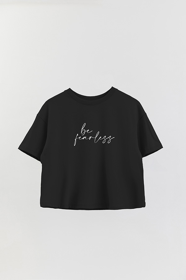 REMERA CROP ESTAMPADA ML BE FEARLESS