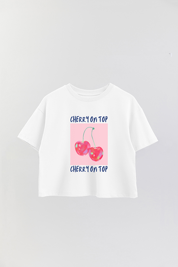 REMERA CROP ESTAMPADA PINK CHERRY ON TOP