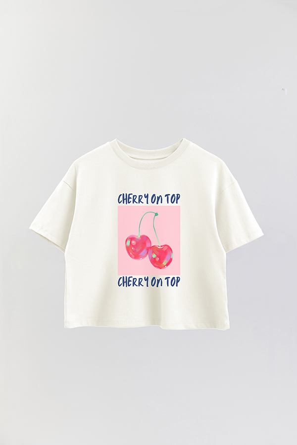 REMERA CROP ESTAMPADA PINK CHERRY ON TOP