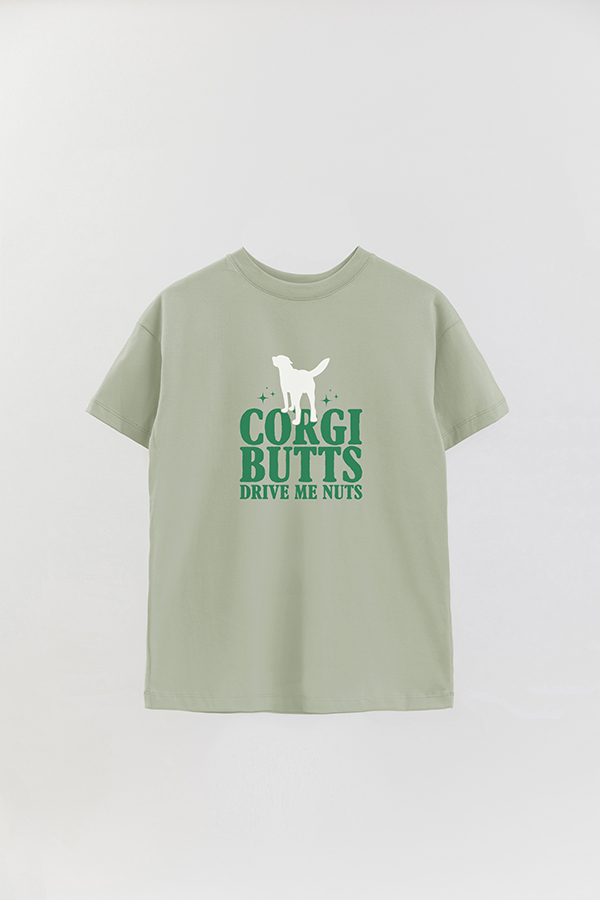 REMERA OVER ESTAMPADA DOG CORGI BUTTS DRIVE ME NUTS