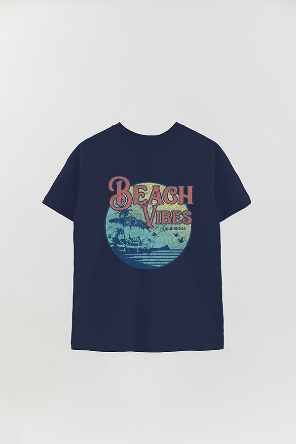 REMERA OVER ESTAMPADA BEACH VIBES RETRO