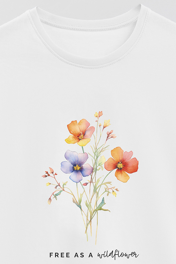 REMERA BASICA ESTAMPADA FREE AS A WILDFLOWER